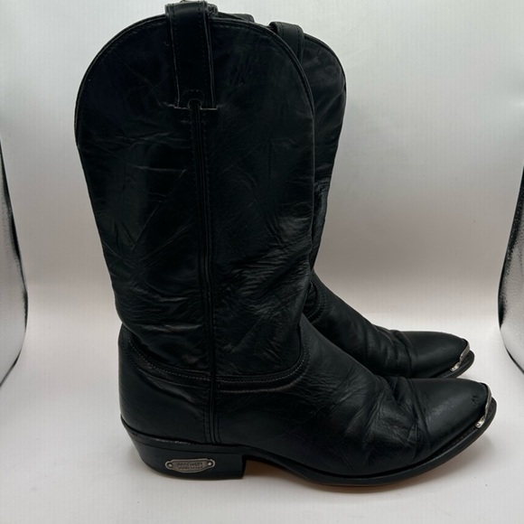 Code West women’s black Leather Cowgirl boots Toe Guard 9.5 D USA Vintage - Picture 2 of 16